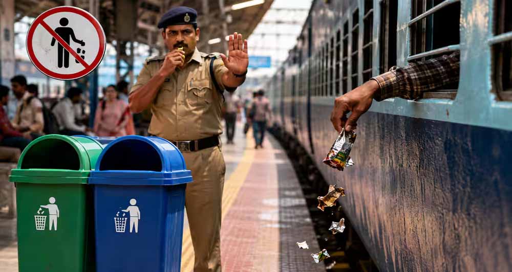 रेलवे स्टेशन पर कचरा फेंकना या थूकना पड़ेगा महंगा, देना होगा 1000 रुपये जुर्माना रेलवे स्टेशन पर कचरा फेंकना या थूकना पड़ेगा महंगा, देना होगा 1000 रुपये जुर्माना