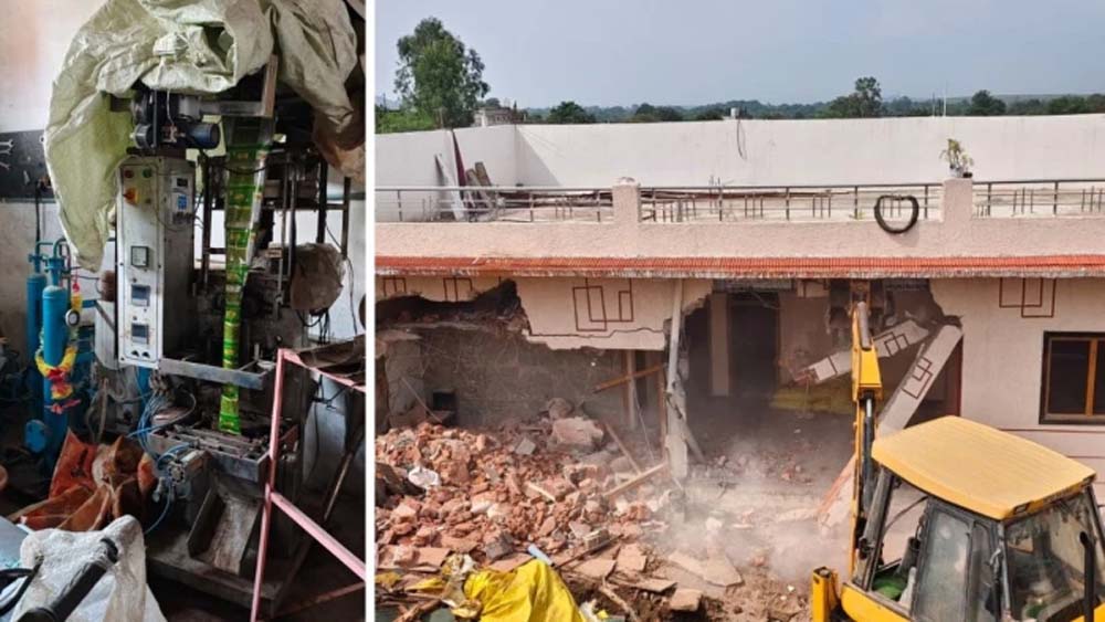 सागर में शराब माफिया पर बड़ा एक्शन, 3 आरोपियों के 5 ठिकानों पर चला बुलडोजर