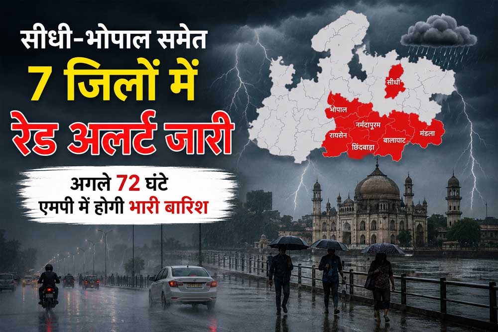 सीधी-भोपाल समेत 7 जिलों में रेड अलर्ट, अगले 72 घंटे भारी बारिश के आसार
