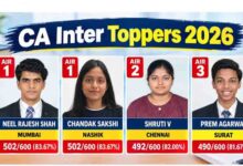 ICAI CA इंटर रिजल्ट 2026: नील राजेश शाह और चंदक साक्षी ने किया टॉप, हासिल की AIR 1