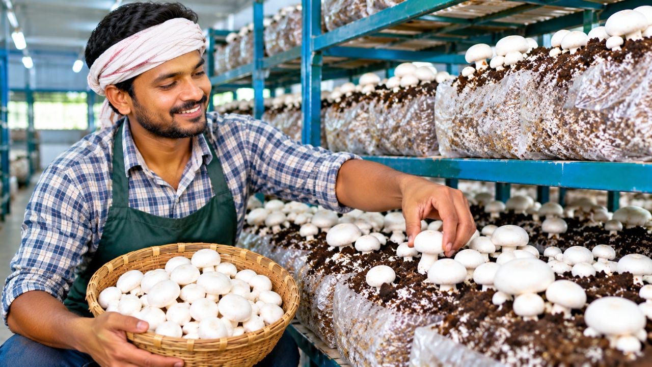 मशरूम की खेती से हर महीने ₹50 हजार कमाने का मौका, कम जगह और लागत में शुरू करें बिजनेस मशरूम की खेती से हर महीने ₹50 हजार कमाने का मौका, कम जगह और लागत में शुरू करें बिजनेस