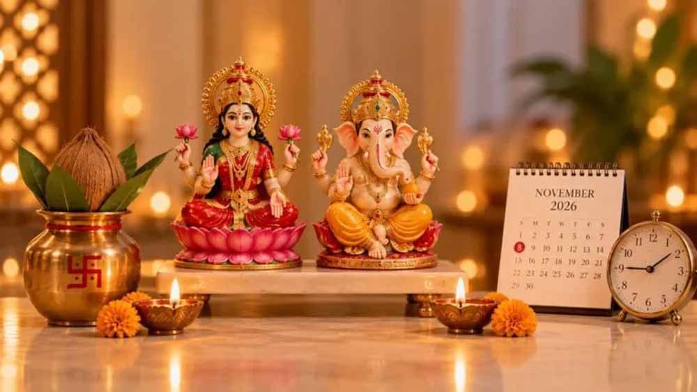 Diwali 2026 Calendar: 6 से 11 नवंबर तक मनाए जाएंगे त्योहार, जानें धनतेरस से भाई दूज तक की सही तारीखें