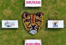 ह्यूमन रंगोली अन्तर्गत महिलाओं एवं छात्राओं ने बनाई मादा चीता मुखी की विशाल प्रतिकृति